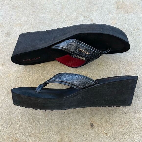 COACH Jolene Signature Wedge Flip Flop Women’s Sz 8.5 - Picture 9 of 15